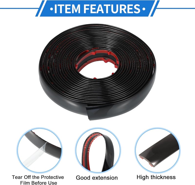 VekAuto Window Trim Strip Kit 1" 25mm Width 16Ft 5m Universal for Exterior Car Bumper Door Body Self Adhesive Scratch-Proof Decorative Sticker Plastic Gloss Black - Image 4